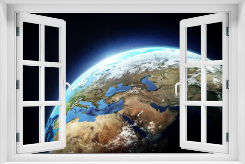 Fototapeta Naklejka Na Ścianę Okno 3D - Planet Earth in the space wallpaper. Continents and ocean view.Elements of this image furnished by NASA