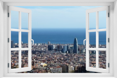Fototapeta Naklejka Na Ścianę Okno 3D - Beautiful view of Barcelona city and coast from the old military Bunker