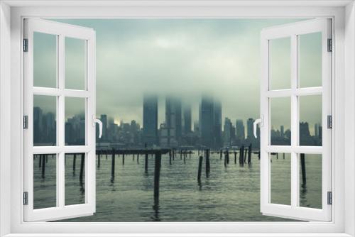 Fototapeta Naklejka Na Ścianę Okno 3D - New York Skyscrapers Covered In Cloud