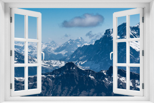 Fototapeta Naklejka Na Ścianę Okno 3D - Switzerland, panoramic view on snow Alps with clouds