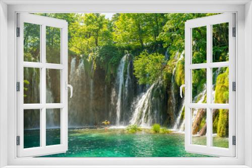 Fototapeta Naklejka Na Ścianę Okno 3D - wonderful waterfalls and lake in the forest of plitvice national park
