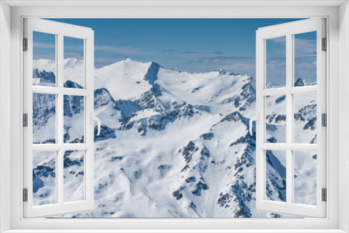 Fototapeta Naklejka Na Ścianę Okno 3D - Switzerland, panorama view from Titlis mountain on Alps and mountains above white clouds