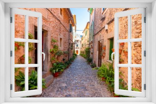 Fototapeta Naklejka Na Ścianę Okno 3D - Narrow streets of Valldemossa, Mallorca, Spain