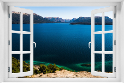 Fototapeta Naklejka Na Ścianę Okno 3D - Colorful Lake with The Andes Mountains Behind. Patagonia.