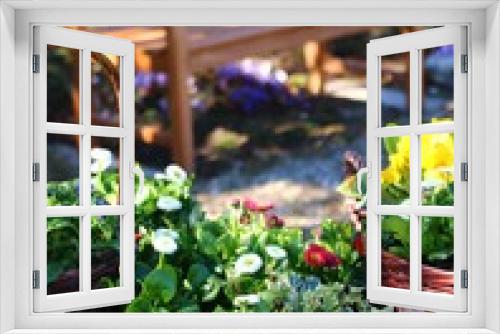 Fototapeta Naklejka Na Ścianę Okno 3D - blumenkörbe bepflanzen