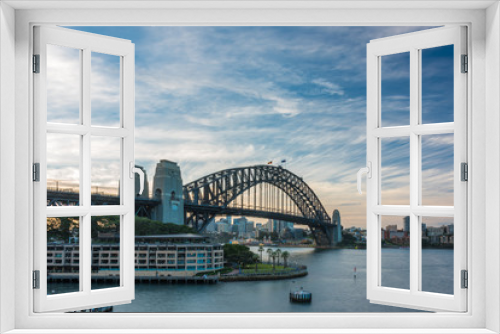 Fototapeta Naklejka Na Ścianę Okno 3D - Sydney Harbour Bridge at sunset with epic sky
