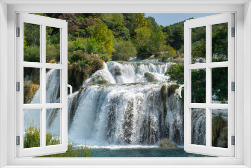 Fototapeta Naklejka Na Ścianę Okno 3D - Beautiful big waterfall at Krka National Park. Croatia