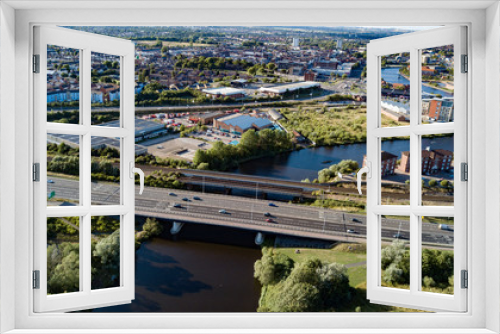 Fototapeta Naklejka Na Ścianę Okno 3D - The road bridge that spans the river Tees at thornaby Stockton on tees photos taken by a drone