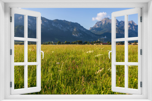 Fototapeta Naklejka Na Ścianę Okno 3D - Landscape with the meadow on foreground and mountains on background in Germany