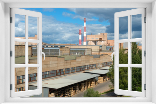 Fototapeta Naklejka Na Ścianę Okno 3D - Top view of the industrial district.  Novgorod region, Borovichi, Russia