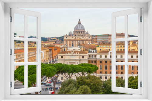 View of old town Rome and Basilica of St. Peter