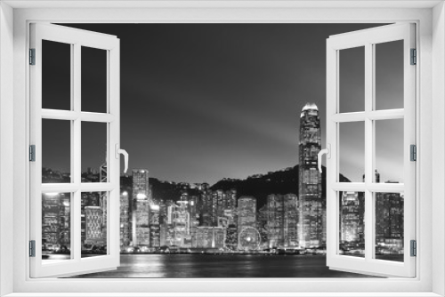 Fototapeta Naklejka Na Ścianę Okno 3D - Victoria Harbor in Hong Kong city at dusk