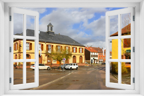 Fototapeta Naklejka Na Ścianę Okno 3D - Place de la mairie à Saales (67420) en Alsace, département du Bas-Rhin en région Grand-Est, France