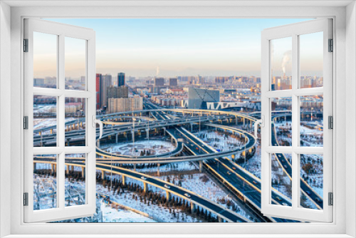 Fototapeta Naklejka Na Ścianę Okno 3D - Scenery of  Overpass in Hohhot, Inner Mongolia, China