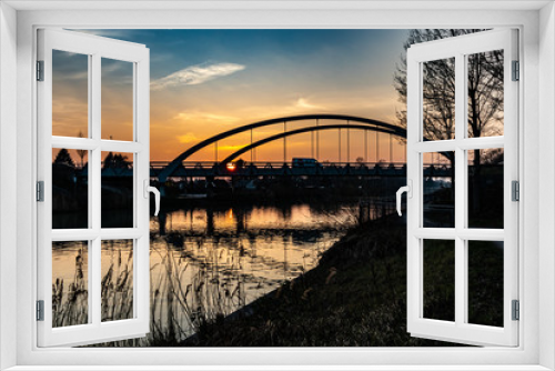 Fototapeta Naklejka Na Ścianę Okno 3D - Sunset bridge