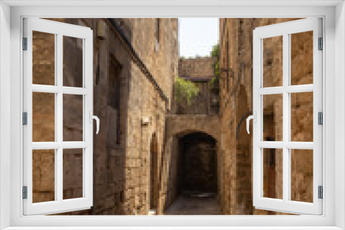 Fototapeta Naklejka Na Ścianę Okno 3D - The streets of the Old Town (Rhodes). Rhodes Island, Greece.