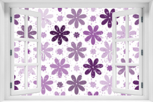 Fototapeta Naklejka Na Ścianę Okno 3D - Seamless spring pattern with single purple flowers