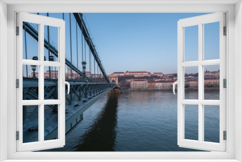 Fototapeta Naklejka Na Ścianę Okno 3D - Chain bridge on Danube river in bBudapest city.  Hungary, Europe 