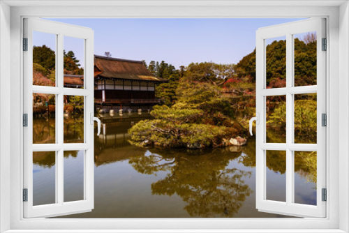 Fototapeta Naklejka Na Ścianę Okno 3D - Amazing landscape of Japanise garden over the lake in the Heian Shrine in Kyoto, Japan.