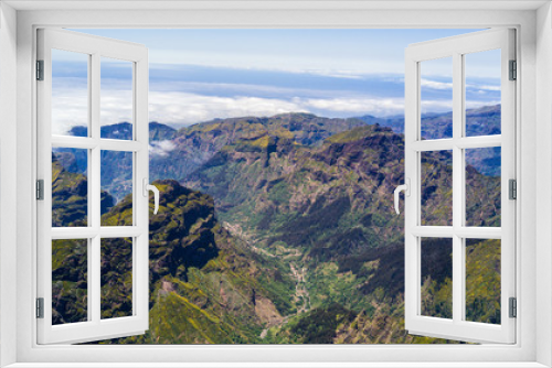 Fototapeta Naklejka Na Ścianę Okno 3D - Above view of Pico Ruivo and Pico do Areeiro mountain peaks in Madeira, Portugal