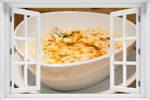 Fototapeta Naklejka Na Ścianę Okno 3D -  lasagna Spanish in white dish