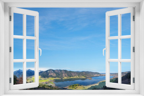 Fototapeta Naklejka Na Ścianę Okno 3D - Blick auf den Schliersee, blauer Himmel Hintergrund