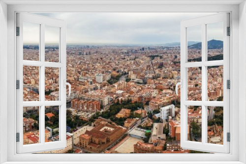 Fototapeta Naklejka Na Ścianę Okno 3D - Barcelona skyline aerial view