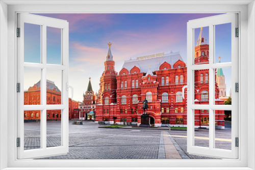 Fototapeta Naklejka Na Ścianę Okno 3D - Russia, Moscow - Red square at sunrise, nobody