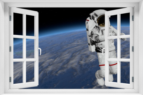 Fototapeta Naklejka Na Ścianę Okno 3D - Astronaut Spacewalk, Astronaut shows thumbs up in the open space. Elements of this video furnished by NASA.