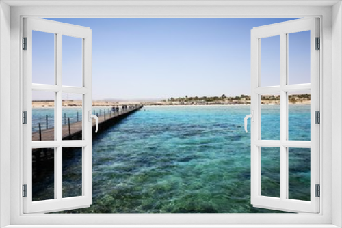Fototapeta Naklejka Na Ścianę Okno 3D - idyllischer Steg auf paradiesischer Lagune