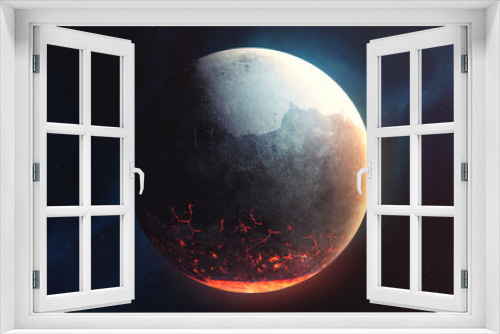Fototapeta Naklejka Na Ścianę Okno 3D - Exoplanet in deep space. Science fiction composition, digital realistic concept art. Abstract bright 3d illustration.