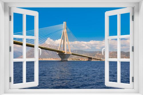 Fototapeta Naklejka Na Ścianę Okno 3D - The Rio Antirrio Bridge or Charilaos Trikoupis Bridge, photo taken from the boat during summer holidays 2018.