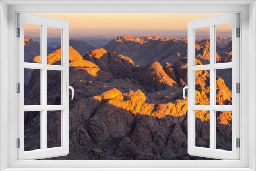Fototapeta Naklejka Na Ścianę Okno 3D - Egypt. Mount Sinai in the morning at sunrise. (Mount Horeb, Gabal Musa, Moses Mount). Pilgrimage place and famous touristic destination.