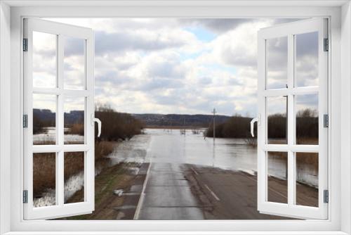 Fototapeta Naklejka Na Ścianę Okno 3D - Water flooded the road.