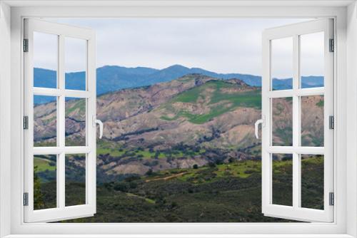 Fototapeta Naklejka Na Ścianę Okno 3D - Mountain panoramic view near ocean in California