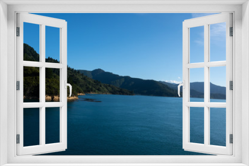 Fototapeta Naklejka Na Ścianę Okno 3D - Marlborough Sounds in New Zealand on a clear sunny day - view from the ferry crossing between Wellington and Picton