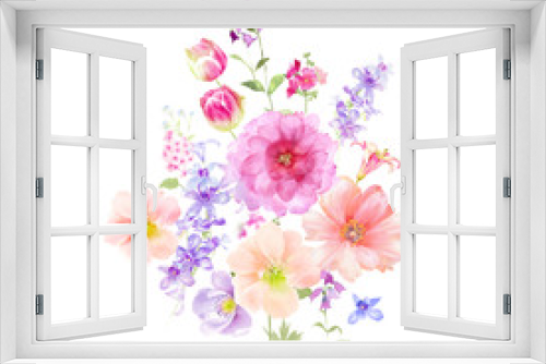 Fototapeta Naklejka Na Ścianę Okno 3D - Painted watercolor composition of flowers in pastel colors