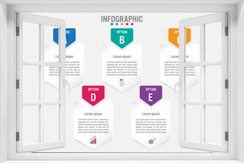 Business infographic labels template with 5 options.Creative concept for infographic..