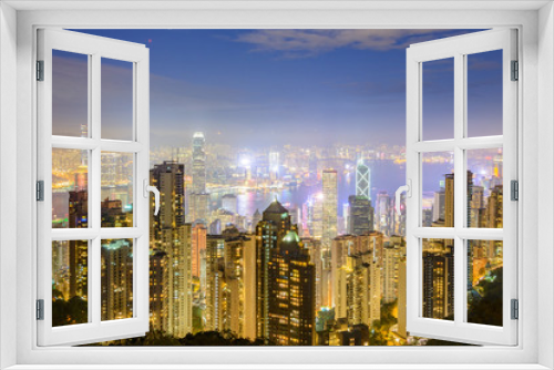 Fototapeta Naklejka Na Ścianę Okno 3D - Hong Kong city at night, China