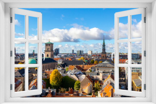 Fototapeta Naklejka Na Ścianę Okno 3D - Beautiful view of the Copenhagen from top on round tower