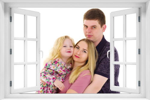 Family couple on a black background. Studio portrait.