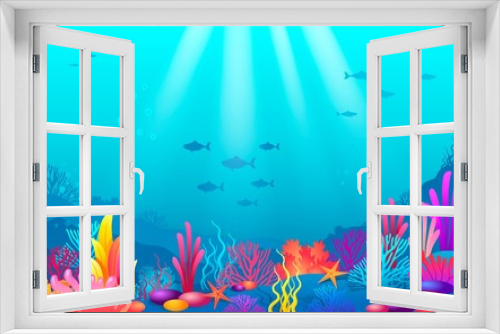 Fototapeta Naklejka Na Ścianę Okno 3D - Ocean bottom with color corals reef 