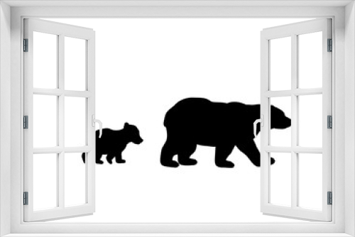 Fototapeta Naklejka Na Ścianę Okno 3D - Bear family black silhouette animals. Vector Illustrator.  