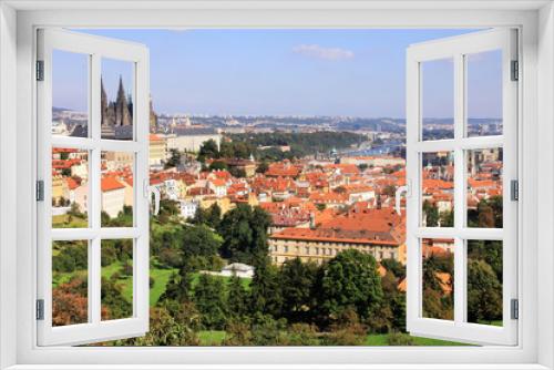 Fototapeta Naklejka Na Ścianę Okno 3D - Prague with gothic Castle above River Vltava, Czech Republic