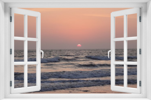 Fototapeta Naklejka Na Ścianę Okno 3D - ocean, sunset, waves