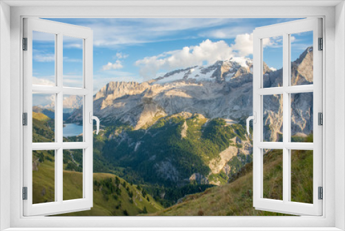 Fototapeta Naklejka Na Ścianę Okno 3D - Marmolada mountain and Fedaia Lake. Marmolada is the highest mountain of the Dolomites, situated in northeast of Italy.