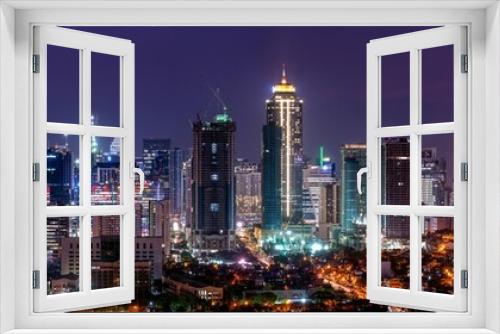 Fototapeta Naklejka Na Ścianę Okno 3D - Wide panorama of Bonifacio Global city skyline at Magic hour	