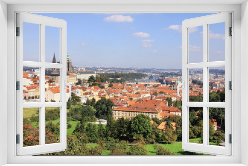 Fototapeta Naklejka Na Ścianę Okno 3D - View on the autumn Prague historical city of Czech
