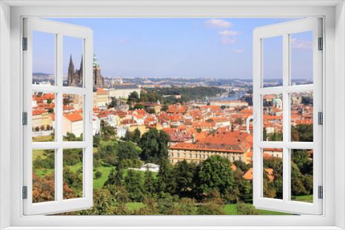 Fototapeta Naklejka Na Ścianę Okno 3D - View on the summer Prague gothic Castle