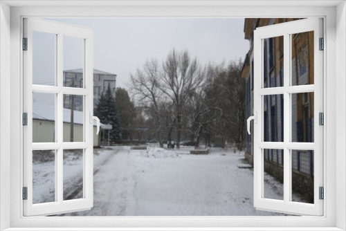 Fototapeta Naklejka Na Ścianę Okno 3D - living houses in ukrainian residential area in winter